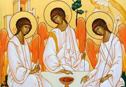 The icons of Bose, Trinity - Byzantine Russian style - egg tempera on wood