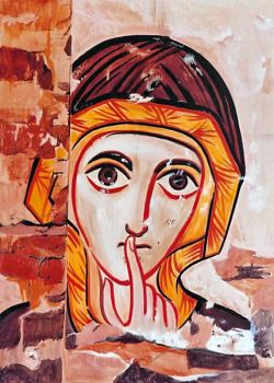 The icons of Bose - Woman's face - Coptic style - egg tempera on wood