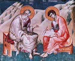 John and Prochorus, fresco - Mount Athos