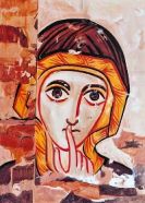 ícono de Bose, Mujer del silencio, estilo copta, inspirado en un fresco de la catedral de Faras-Egipto