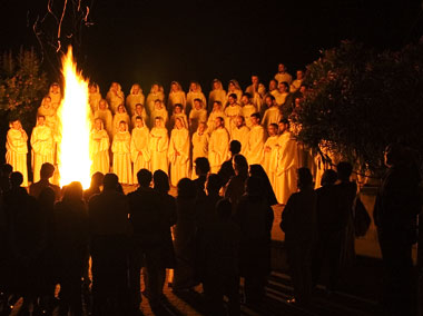 The community around the fire during the feast of the birth of St John the Baptist, 24 June 2007